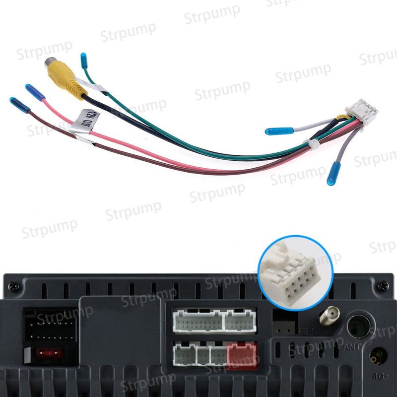 Strpump Car Radio Stereo Rearview Camera in Back Up Rearview Input Adapter Plug for Aftermarket Android Radio Stereo with 16pin Power Socket 10pin CAM In Adapter