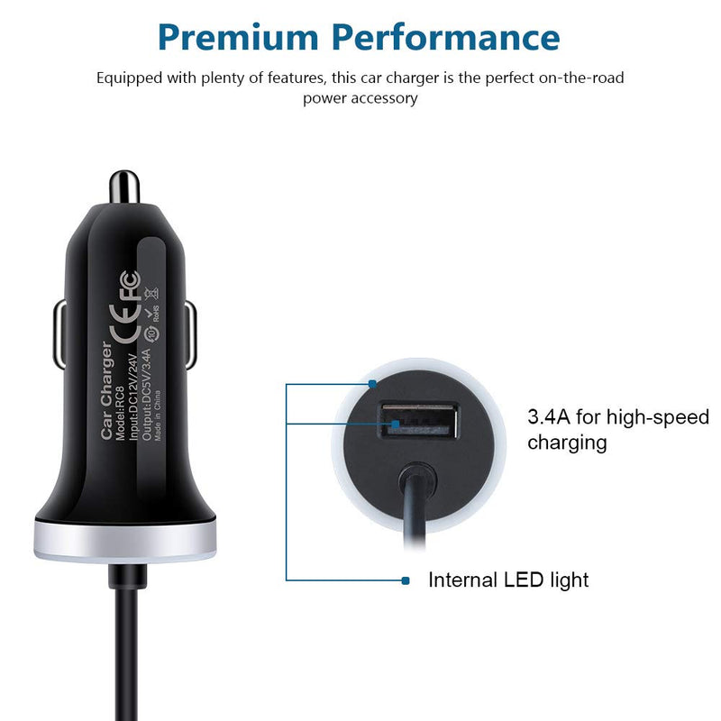 USB C Car Charger, 3.4A Fast Charging Car Adapter+3ft Type C Cable for Samsung Galaxy S22 S21 S20 S10 Note 20 A10E A20 A50 A51 A01 A71 A11, LG Stylo 6/5/4 G8 G7 V60 ThinQ Moto G8 G7 Google Pixel 4 3a