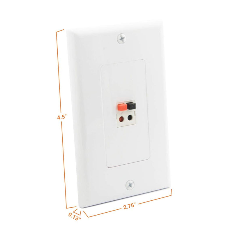 diyTech Premium Speaker Wall Plate - Spring Loaded Speaker Wire Wall Plate, for Home Theater Wall Mount Speakers - (5 Pack White)