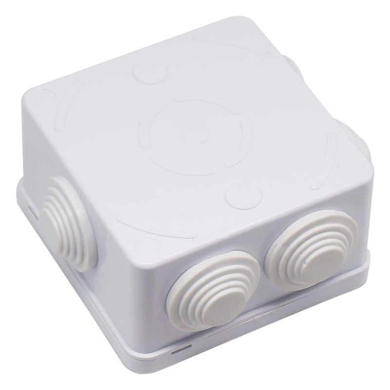 Zulkit Junction Box ABS Plastic Dustproof Waterproof IP55 Universal Electrical Boxes Project Enclosure White 3.4 x 3.4 x 2 inch (85 x 85 x 50mm) 3.4" x 3.4" x 2" With Holes