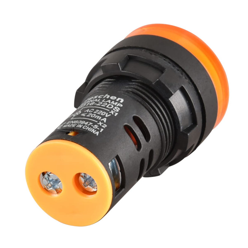 Heschen 22mm LED indicator light AD16-22D/S 220VAC 20mA yellow light color pack of 5