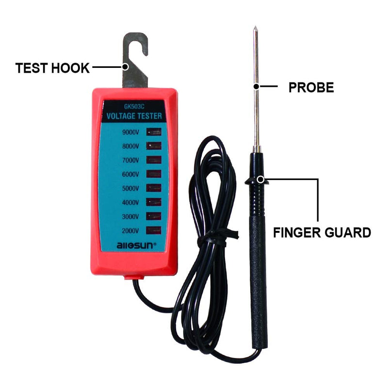 ALLOSUN GK503C NEON Fence Electric Voltage Tester Max 9000V, red GK503C 2000-9000V