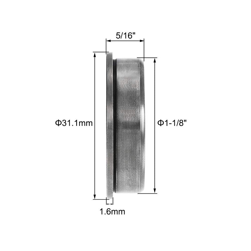 uxcell FR8ZZ Flanged Ball Bearing 1/2"x1-1/8"x5/16" Double Shielded Chrome Steel Bearings 4pcs