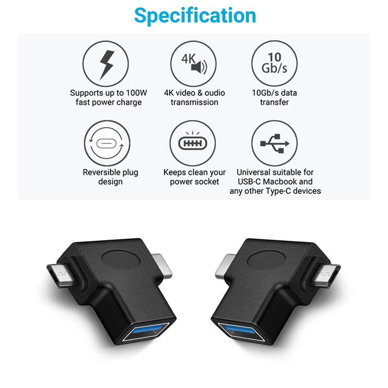 2 in 1 OTG Converter USB 3.0 to Micro USB and Type C Adapter USB3.0 Female to Micro USB Male and USB C Male Connector (2 Pack) 2 Pack