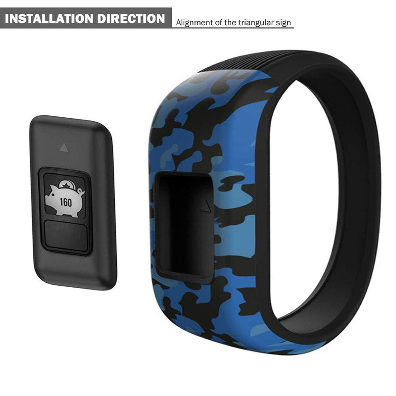 iBREK for Garmin Vivofit jr/jr 2/3 Bands, Silicone Stretchy Replacement Watch Bands for Kids Boys Girls Small Large(No Tracker)-Small,3 Pack:Blue&Green&Gray Camo 3 Pack:Blue&Green&Gray Camo