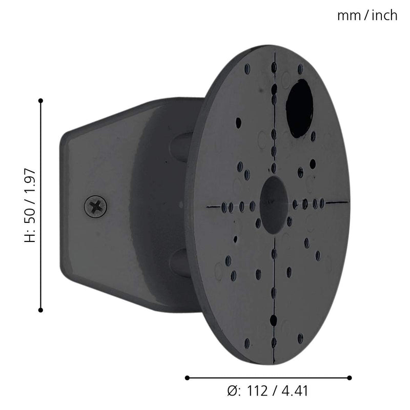 EGLO outdoor spotlight corner connection, corner bracket made of steel for outdoor lamps, black, Ø 11.2 cm