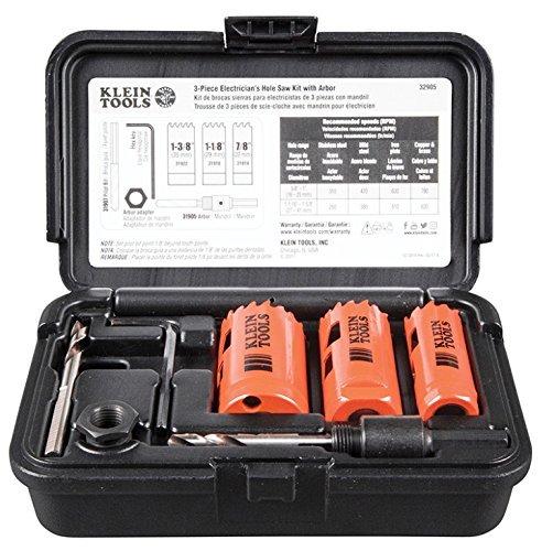 Klein Tools Electrician's Hole Saw Kit with Arbor 3-Piece 32905
