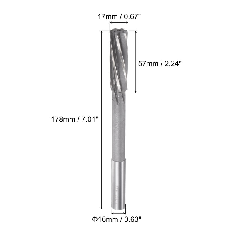 sourcing map Clamping Reamer 17mm H7 4241 High Speed Steel Spiral Groove Lathe Reamer Milling Cutter