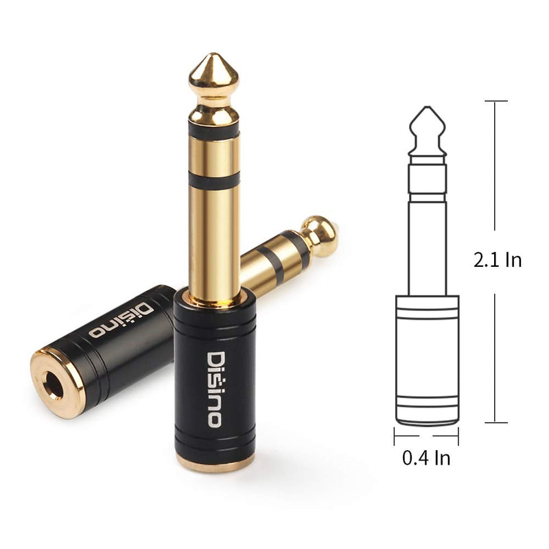 DISINO 1/4" to 3.5mm Stereo Headphones Adapter, New Upgrade Gold-Plated Pure Copper Mini Jack 1/8'' Female to 1/4'' Male Jack Plug Stereo Adapter for Headphone, Amp Adapte, Black - 1 Pack 635TRSM-35F-1P