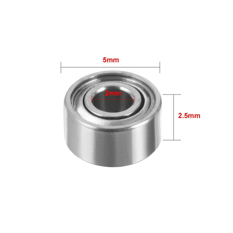 Donepart MR52ZZ Bearings - 2mm Bore ID, 5mm OD, 2.5mm Width Double Shielded Miniature Chrome Steel Ball Bearing for Fidget Spinners, Micro Motor, Office Equipment (10 Pack)