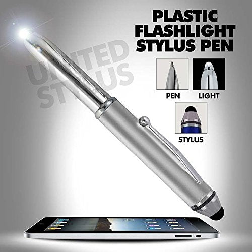 SyPen Stylus Pen for Touchscreen Devices, Tablets, iPads, iPhones, Multi-Function Capacitive Pen with LED Flashlight, Ballpoint Ink Pen, 3-in-1 Pen, Multi, 10PK Red+Silver+Black+Blue+Green