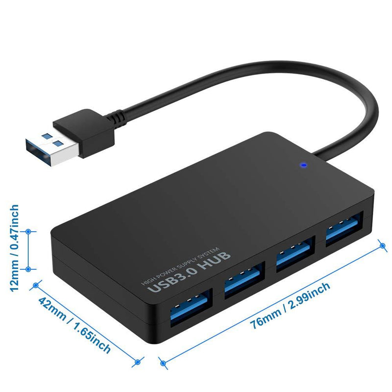 MMOBIEL 4-Port USB 3.0 Data Hub Compatible with MacBook Mac Pro/Mini iMac Surface Pro XPS Notebook PC USB Flash Drives Mobile HDD