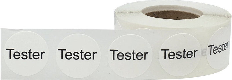 White Tester Circle Dot Stickers, 3/4 Inch Round, 500 Labels on a Roll White