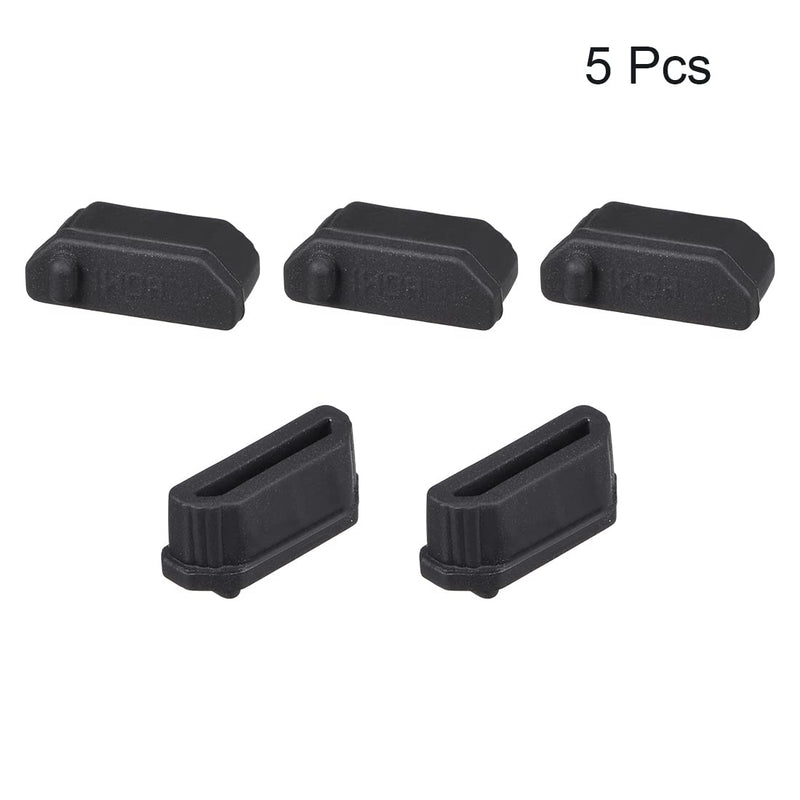 uxcell Silicone TV Anti-Dust Stopper Cap Cover for Female Port Black 5pcs