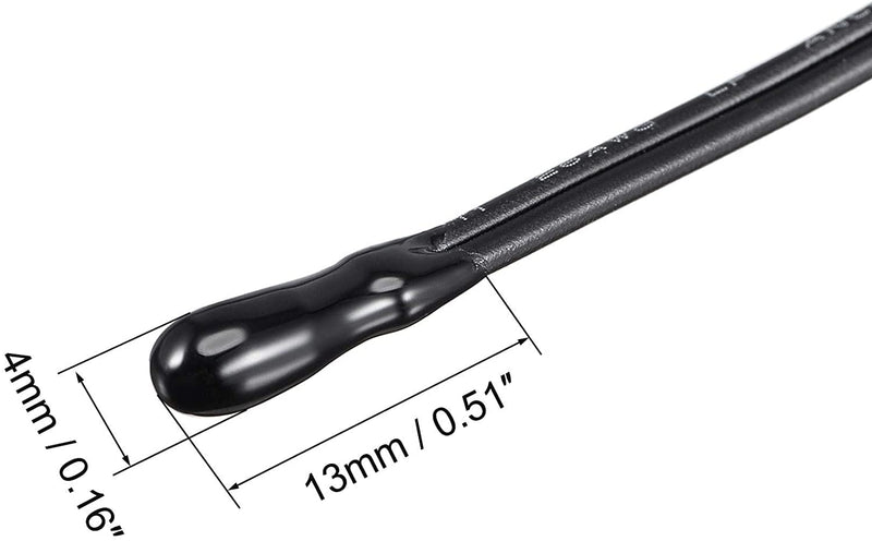 Hsthe Sea 5Pcs 10K Temperature Sensor Probe, Waterproof Temperature Sensor Probe 3950 NTC Temperature Sensor Probe, Digital Temperature Transmitter Extension Cable Rubber Head
