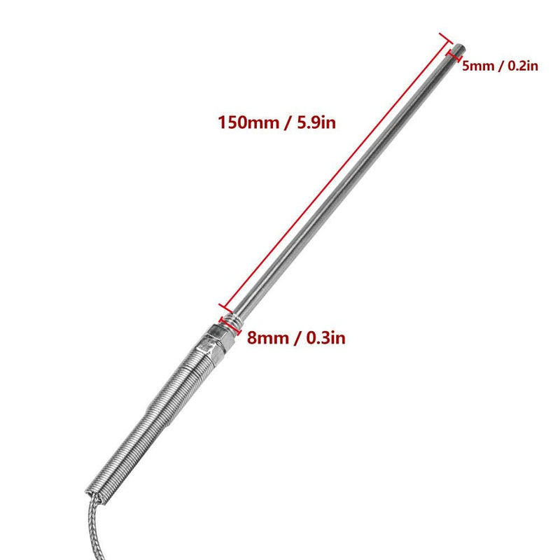 K type Thermocouple M8 Thread Type K Thermocouple 150mm Probe Temperature Controller Stainless Steel Sensor Wire 0-400℃(2M)