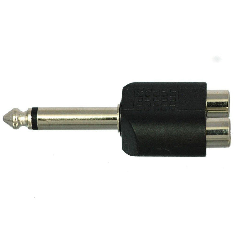 CESS 6.35mm 1/4 Inch Mono Male to Dual RCA Female Splitter Adapter - 6.35mm Mono Male to RCA Female (2 Pack)