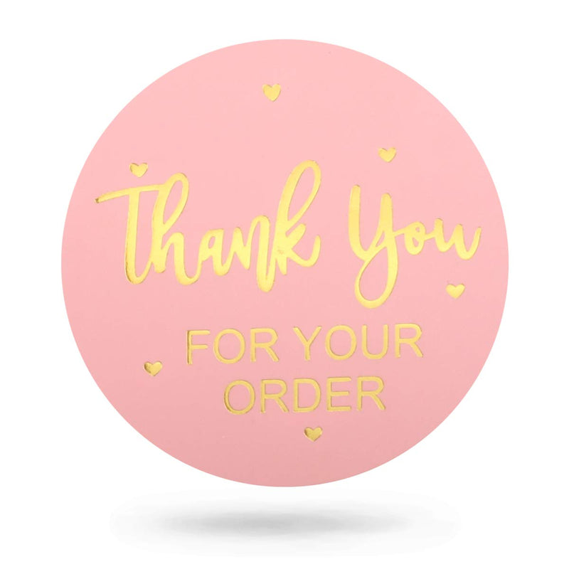 Idefair 1.5" Sticker Roll 500 PCS, Thank You Sticker Adhesive Lables for Small Business,Online Retail,Sealing Decoration (Pink) Pink