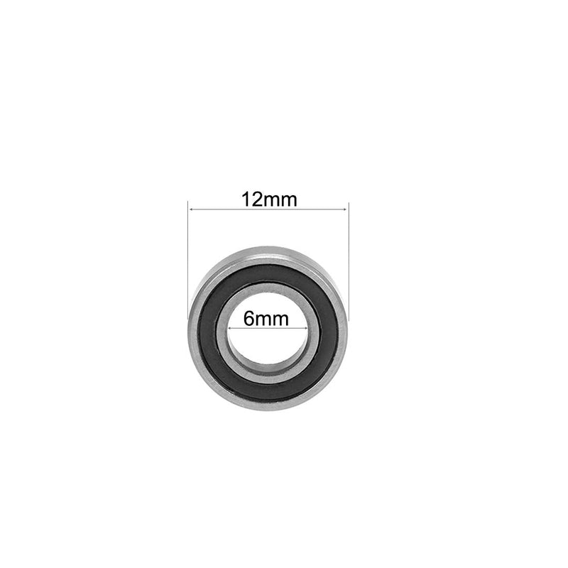 uxcell MR126-2RS Deep Groove Ball Bearings 6mm Inner Dia 12mm OD 4mm Bore Double Sealed Chrome Steel Z2 10pcs 6mmx12mmx4mm