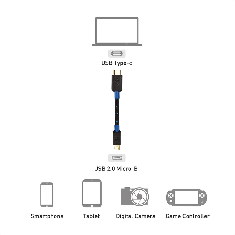 Cable Matters USB C to Micro USB Cable (Micro USB to USB-C Cable) with Braided Jacket 6.6 Feet in Black 6 Feet
