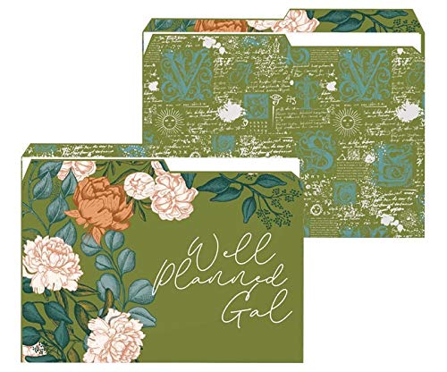 Well Planned Gal Floral Reversible File Folders, 4 Pack