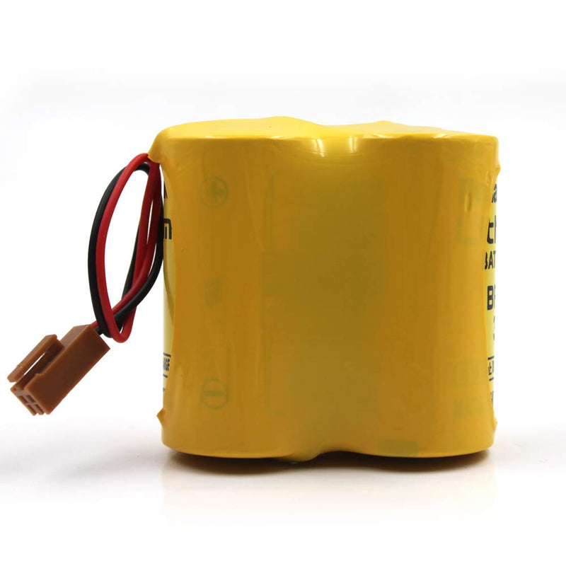 (2-Pack) BR-CCF2TH 6V Lithium Replacement Battery for Fanuc oi Mate Model-D, Panasonic Controls, PLC Computer Ge Fanuc A06 Series A98l-0001-0902, BR-CCF2TE CNC Coaster (Cutler Hammer), Brown Connector