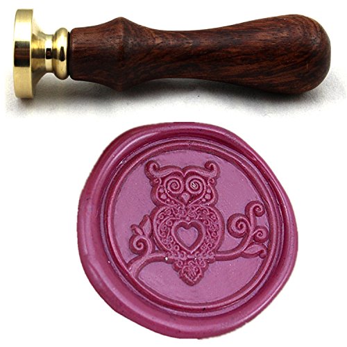 FQL Owl Vintage Rosewood Wax Seal Stamp Set with Gold Red Silver Sticks