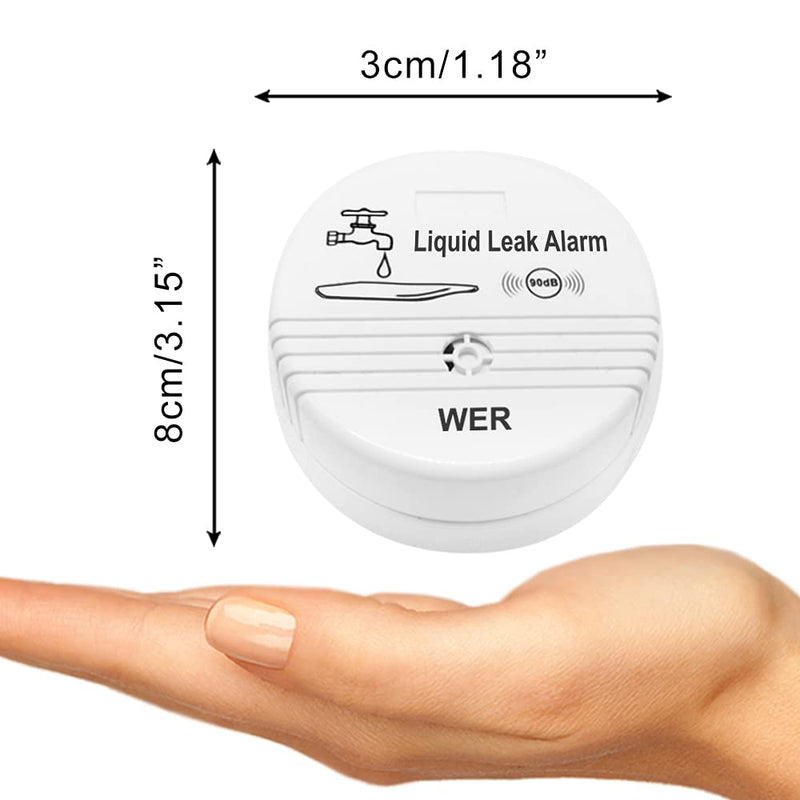 Wireless Water Leak Sensor Alarm - WER 90db Loud Buzzer, Longer Alarm Detection for Your Belongings (Shipped Without Battery) 4 pack