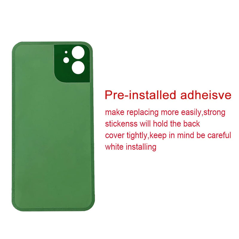 Perzework OEM Rear Back Glass Replacement for iPhone 11 6.1 inches with Reparing Toolkit and Pre-Installed Adhesive (Black) Black