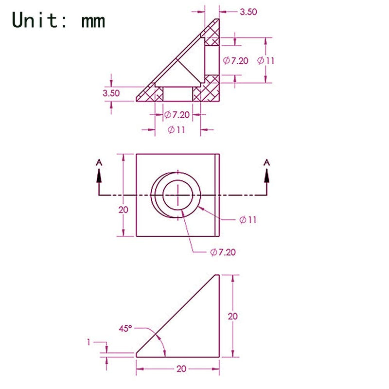 Zeberoxyz 4PCS Black Angle Sharp Corner Bracket Connector with Screws 2020Series for Slot 6mm Aluminum Extrusion Profile Accessories (4pcs Sharp Corner) 4pcs Sharp Corner