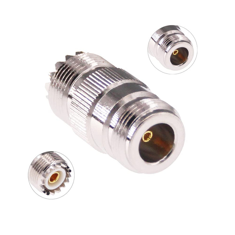 RFaha 2pcs N Female to UHF Female SO-239 SO239 RF Coax Adapter N to UHF Coaxial Connector Adapter(F35-2)