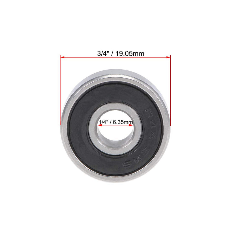 uxcell R4A-2RS Ball Bearing 1/4-inchx3/4-inchx9/32-inch Double Sealed ABEC-1 Bearings 2pcs 1/4"x3/4"x9/32"