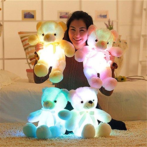 Creative Light Up LED Inductive Teddy Bear Stuffed Animals Plush Toy Colorful Glowing Teddy Bear, 20- Inch(Yellow) Yellow