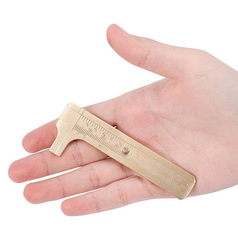 1 Piece Mini Brass Pocket Caliper Brass Vernier Caliper Brass Sliding Vernier Caliper Double Scale Digital Sliding Caplier Measuring Tool 80 mm, 3.15 inch