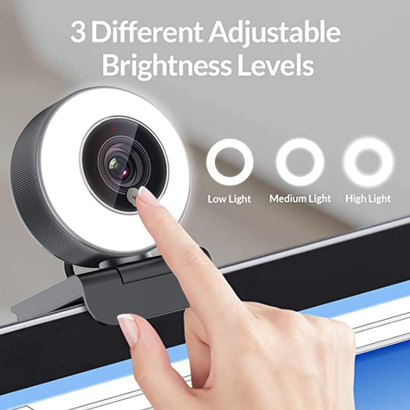Angetube Streaming 1080P HD Webcam Built in Adjustable Ring Light and Mic. Advanced autofocus AF Web Camera for Google Meet Xbox Gamer Facebook YouTube Streamer