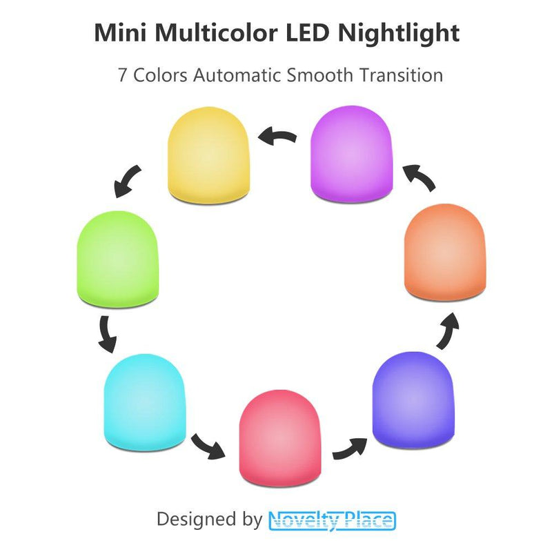Color Changing Mini Nightlight, Novelty Place Multicolor LED Mood Lighting - Night Light for Kid's Bedroom, Bathroom, Living Room - Battery Powered (Pack of 12)
