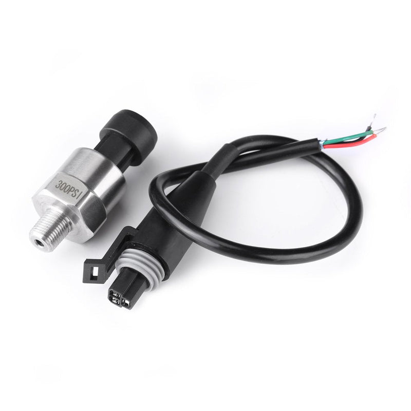 Sensor Transducer Pressure, Fydun 1pc 1 8NPT Thread Pressure Sensor Stainless Steel Pressure Transducer Transmitter Sensor for Oil Fuel Air Water (300PSI) 300PSI