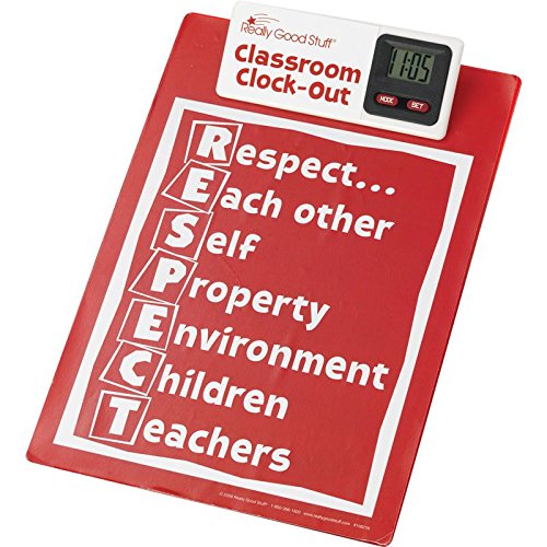 Really Good Stuff Classroom Clock-Out Clipboard – Keep Track of Students with Sign-Out/Sign-in Sheet and Digital Clock – Durable Clipboard with Easy-to-Read Clock, 9” x 13”