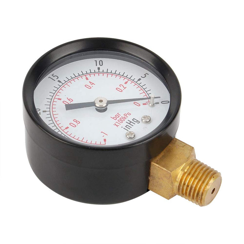 Universal Fitted Vacuum Pressure Gauge, 2" Vacuum Pressure Gauge for Air Compressor Water Oil Gas 1/4" NPT Lower Mount MF