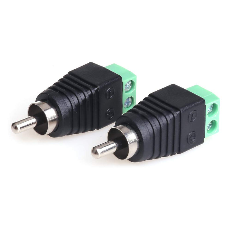 MOBOREST RCA Cable Audio Adapter, Phono RCA Male Plug to AV Screw Terminal Audio/Video Speaker Wire connectors Solderless Adapter(RCA Male-2pack) Solder free RCA Male-2pack