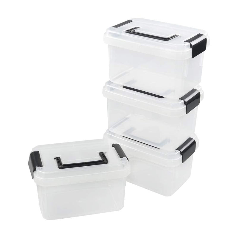 Nicesh 2 L Clear Mini Plastic Storage Box, 4-Pack