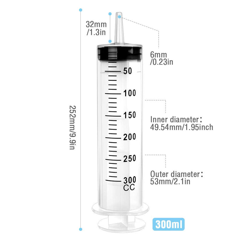 Large Syringe 300ml Reusable Liquid Syringe with Catheter Large capacity plastic syringe for laboratory, industrial, garden and pet feeding