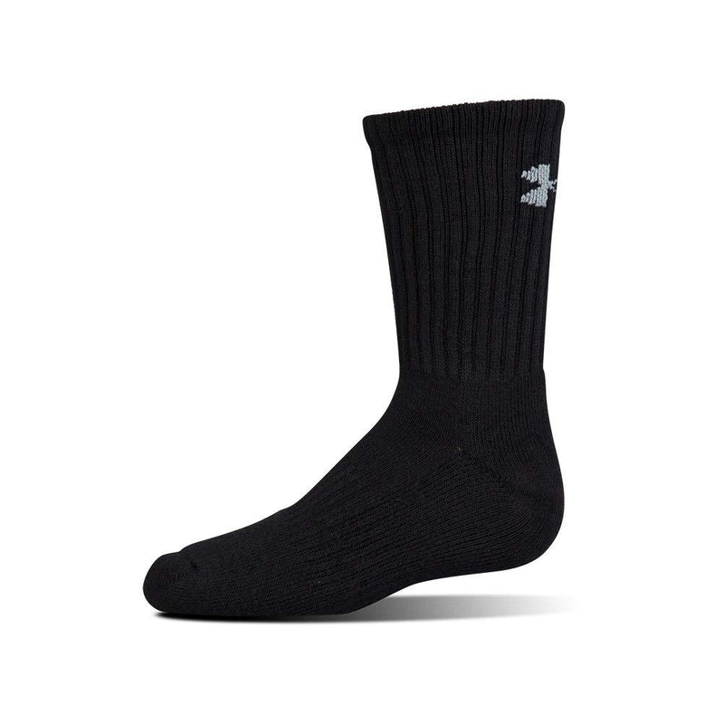 Under Armour Adult Cotton Crew Socks, 6-Pairs , Black/Gray , Medium