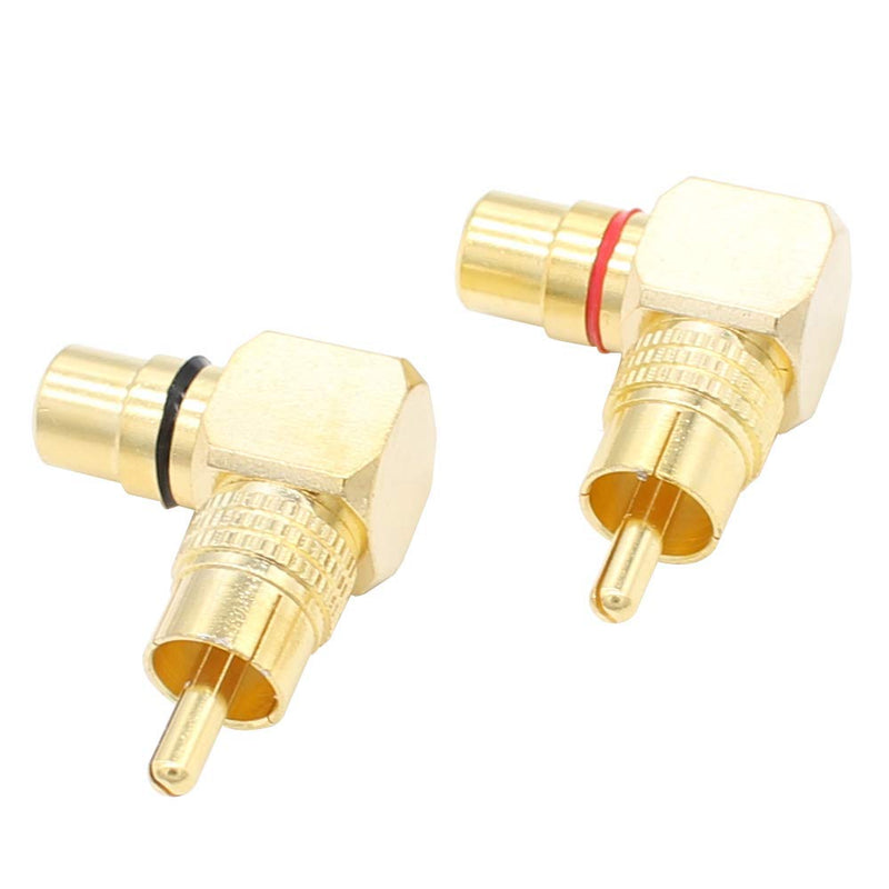 RCA Right Angle Adapter Gold-Plated 2-Pack 90 Degree RCA Adapter Plug Connector
