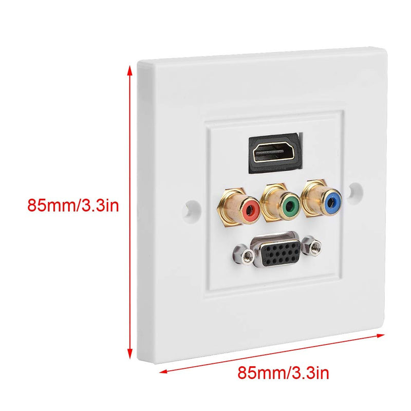 Zopsc Three-in-one Integrated Multimedia Wall Panel Audio Video Socket Wall Panel Socket HDMI VGA 3RCA Composite Video Audio Port Insert Jack