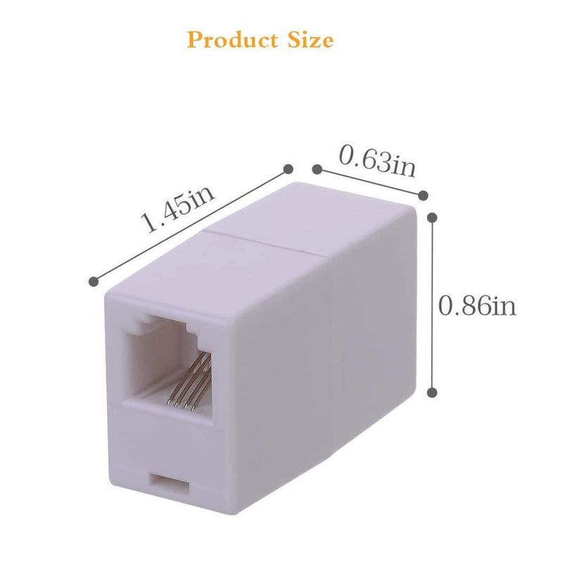 RJ11 Coupler, Straight Telephone Inline Coupler Vthahaby RJ11 6P4C Inline Keystone Jack Female to Female Straight Telephone Cable Cord Extension Adapter White (White 3Pack) White 3Pack
