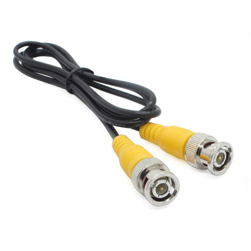 ANVISION 4-Packs Black 1m BNC Male to BNC Male Jumper Cable with Yellow Connector for CCTV DVR to TV System