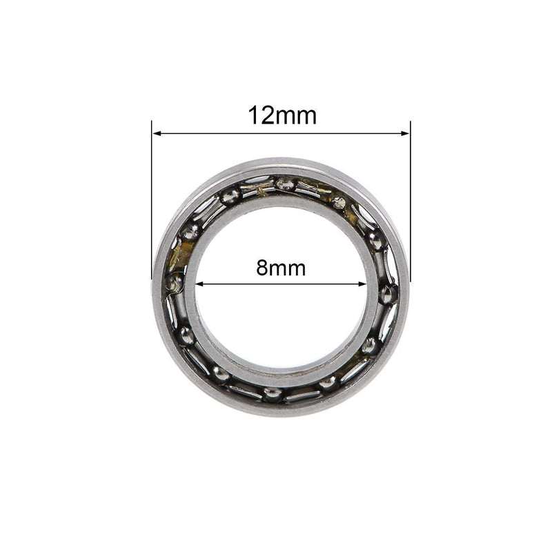 uxcell MR128K Deep Groove Ball Bearings 8mm Inner Dia 12mm OD 2.5mm Thick Open Type Chrome Steel Z2 10pcs 8mmx12mmx2.5mm
