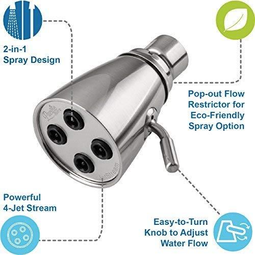 Pacific Bay JetStream Brass 4-Jet Shower Head (Brushed Satin Nickel) Brushed Satin Nickel