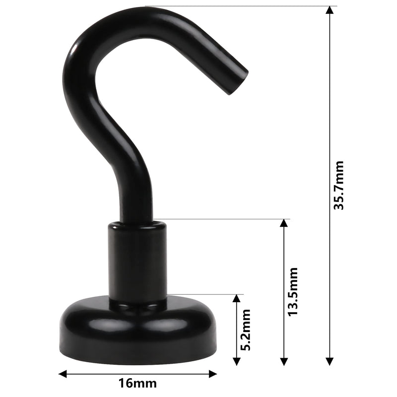 Grtard 20 Pack Magnetic Hooks,22LBS Strong Neodymium Black Magnet Hook Heavy Duty for Home, Kitchen, Workplace, Office and Garage